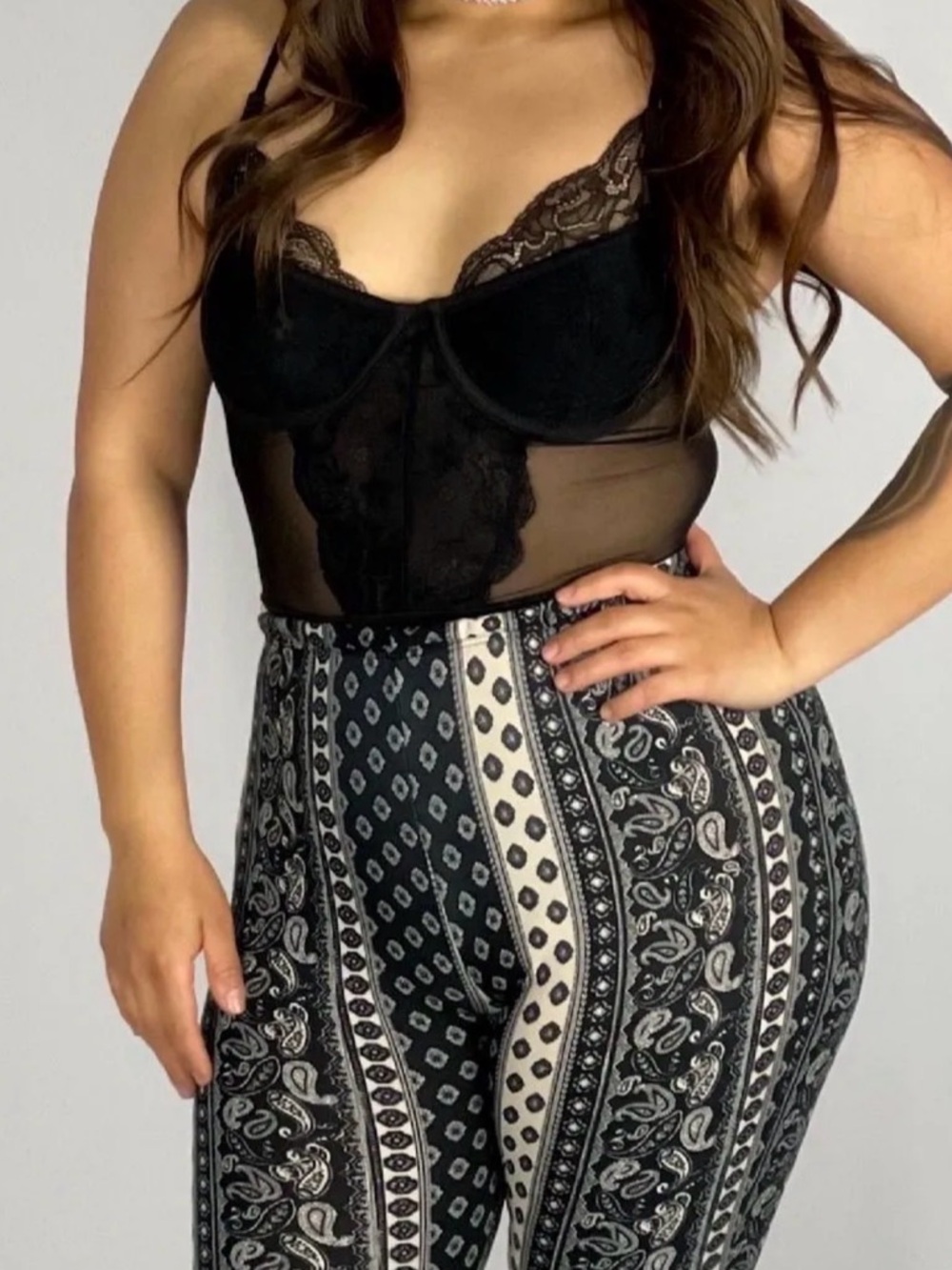 Black Lace Bodysuit with open back